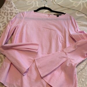 Pink pinstripe work blouse